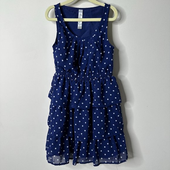 Cherokee Blue Sleeveless Polka Dot Dress Girls Small - Picture 1 of 4